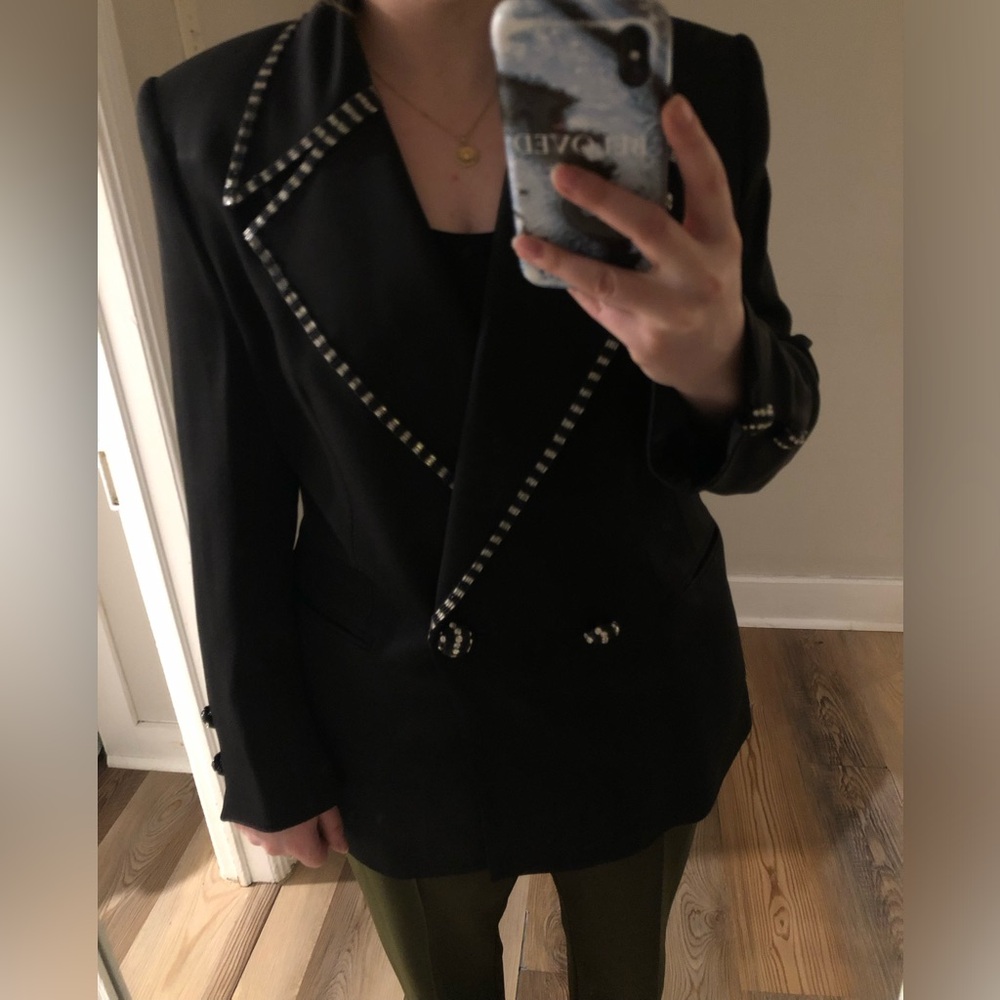 Solini Black Blazer with Silver Beaded Embellishment